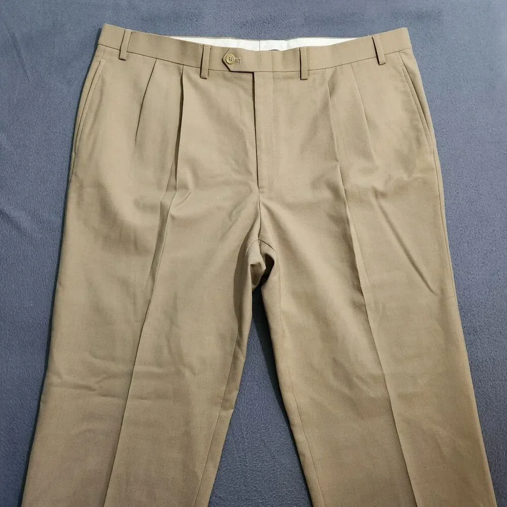Lauren Ralph Lauren Men 40(41)X34 Tan Total Comfort Pleated Dress Pants